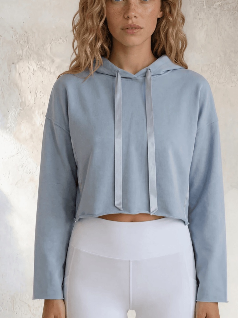 Light Blue PJ HARLOW BIANCA Cropped WOMAN Hoodie Top SIZE S